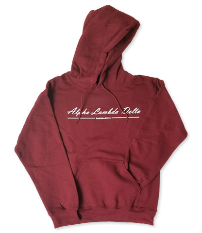 Maroon Hooded Sweatshirt with 1 color front design<br> S-XL=$25.00<br> XXL=$30.00